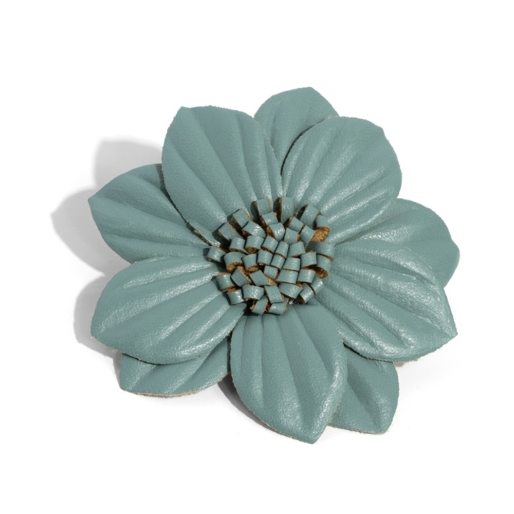 Elegant Blue Leather Flower Hair Clip